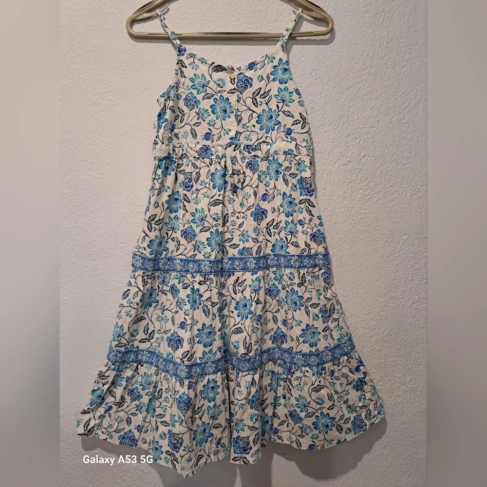 Floral Blue and White Kids Dress
